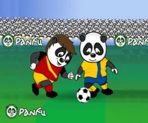 yapboz Panfu futbol oynamaya pandaların